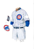 This is an original watercolor painting of the 2016 Chicago Cubs uniform.