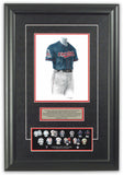 This is an original watercolor painting of the 1997 Cleveland Indians uniform.