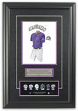 This is an original watercolor painting of the 2012 Colorado Rockies uniform.