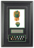 This is an original watercolor painting of the 1936 Green Bay Packers uniform.