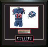 This is an original watercolor painting of the 2020 Houston Texans uniform.