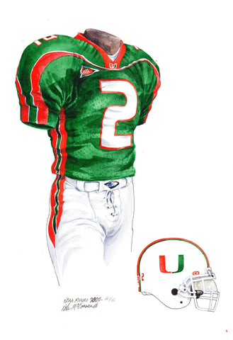 Miami Hurricanes 2002 - Heritage Sports Art - original watercolor artwork - 1