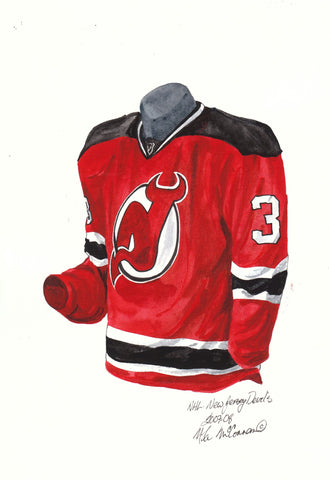 New Jersey Devils 2007-08 - Heritage Sports Art - original watercolor artwork - 1