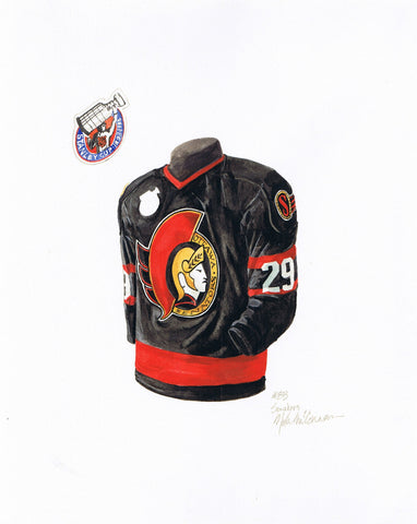 Ottawa Senators 1992-93 Black - Heritage Sports Art - original watercolor artwork - 1