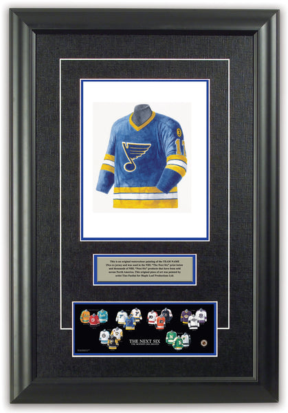 NHL St. Louis Blues 1973-74 uniform and jersey original art – Heritage  Sports Art