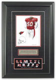 This is an original watercolor painting of the 2008 Arizona Cardinals uniform.