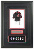This is an original watercolor painting of the 2017 Arizona Diamondbacks uniform.
