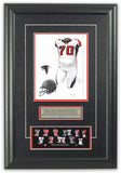 This is an original watercolor painting of the 2012 Atlanta Falcons uniform.