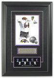 This is an original watercolor painting of the 2012 Baltimore Ravens uniform.