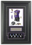 This is an original watercolor painting of the 2017 Baltimore Ravens uniform.