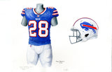 This is an original watercolor painting of the 2021 Buffalo Bills uniform.