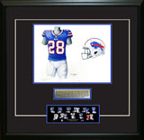 This is an original watercolor painting of the 2021 Buffalo Bills uniform.