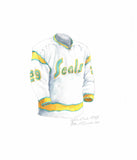 California Golden Seals - Defunct NHL Team 1974-75 - Heritage Sports Art - original watercolor artwork