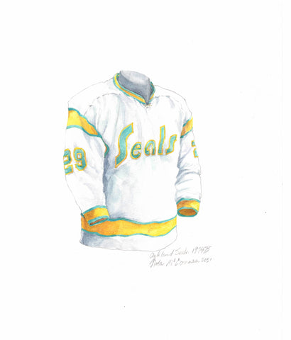 California Golden Seals - Defunct NHL Team 1974-75 - Heritage Sports Art - original watercolor artwork