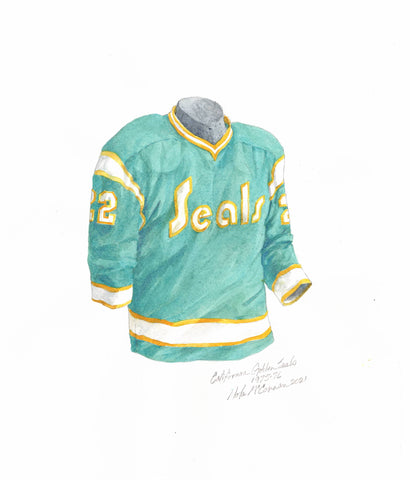 California Golden Seals - Defunct NHL Team 1975-76 - Heritage Sports Art - original watercolor artwork