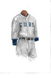 This is an original watercolor painting of the 1924 Chicago Cubs uniform.