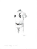 This is an original watercolor painting of the 2018 Chicago White Sox uniform.