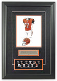 This is an original watercolor painting of the 2013 Cincinnati Bengals uniform.