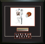 This is an original watercolor painting of the 2021 Cincinnati Bengals uniform.