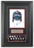 This is an original watercolor painting of the 1981 Cleveland Indians uniform.