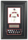This is an original watercolor painting of the 2012 Cleveland Indians uniform.
