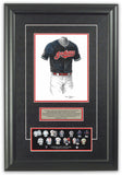 This is an original watercolor painting of the 2016 Cleveland Indians uniform.