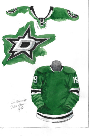 Dallas Stars 2015-16 - Heritage Sports Art - original watercolor artwork