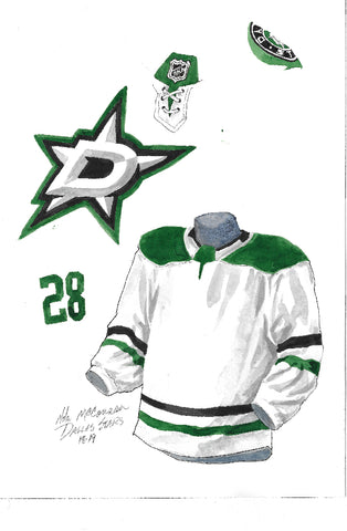 Dallas Stars 2018-19 - Heritage Sports Art - original watercolor artwork