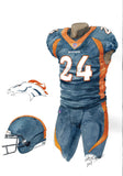 This is an original watercolor painting of the 2017 Denver Broncos uniform.