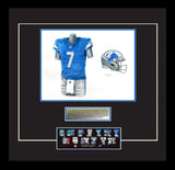 This is an original watercolor painting of the 2021 Detroit Lions uniform.