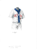 This is an original watercolor painting of the 2010 Detroit Tigers uniform.