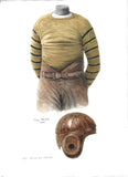 This is an original watercolor painting of the 1922 Green Bay Packers uniform.