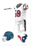 This is an original watercolor painting of the 2016 Houston Texans uniform.