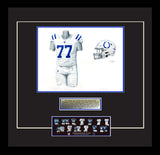 This is an original watercolor painting of the 2021 Indianapolis Colts uniform.