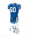 This is an original watercolor painting of the 2017 Indianapolis Colts uniform.