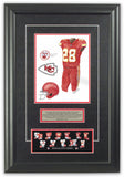 This is an original watercolor painting of the 2017 Kansas City Chiefs uniform.