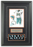 This is an original watercolor painting of the 2011 Miami Dolphins uniform.