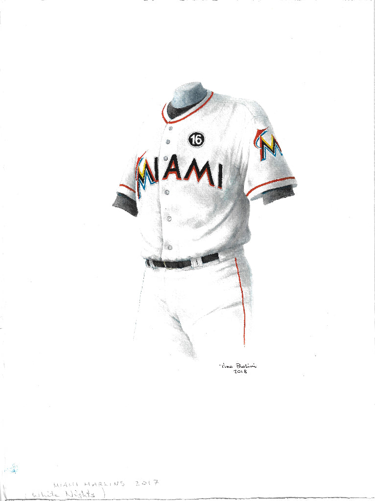 MLB Florida Marlins 2017 uniform original art – Heritage Sports Art