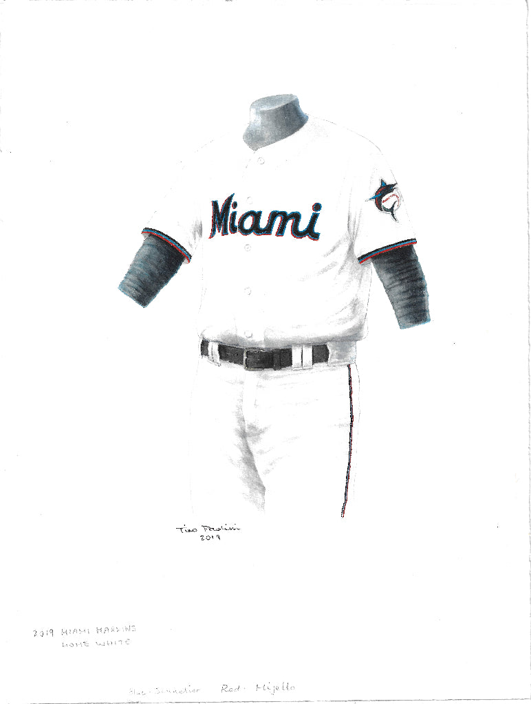 MLB Florida Marlins 2019 uniform original art – Heritage Sports Art