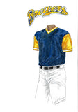 This is an original watercolor painting of the 2017 Milwaukee Brewers uniform.