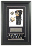 This is an original watercolor painting of the 2017 New Orleans Saints uniform.