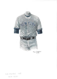 This is an original watercolor painting of the 1978 New York Yankees uniform.