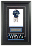 This is an original watercolor painting of the 2021 Seattle Mariners uniform.