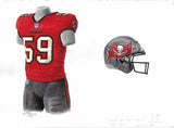 Tampa Bay Buccaneers 2020 red - Heritage Sports Art - original watercolor artwork