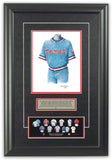 This is an original watercolor painting of the 1976 Texas Rangers uniform.