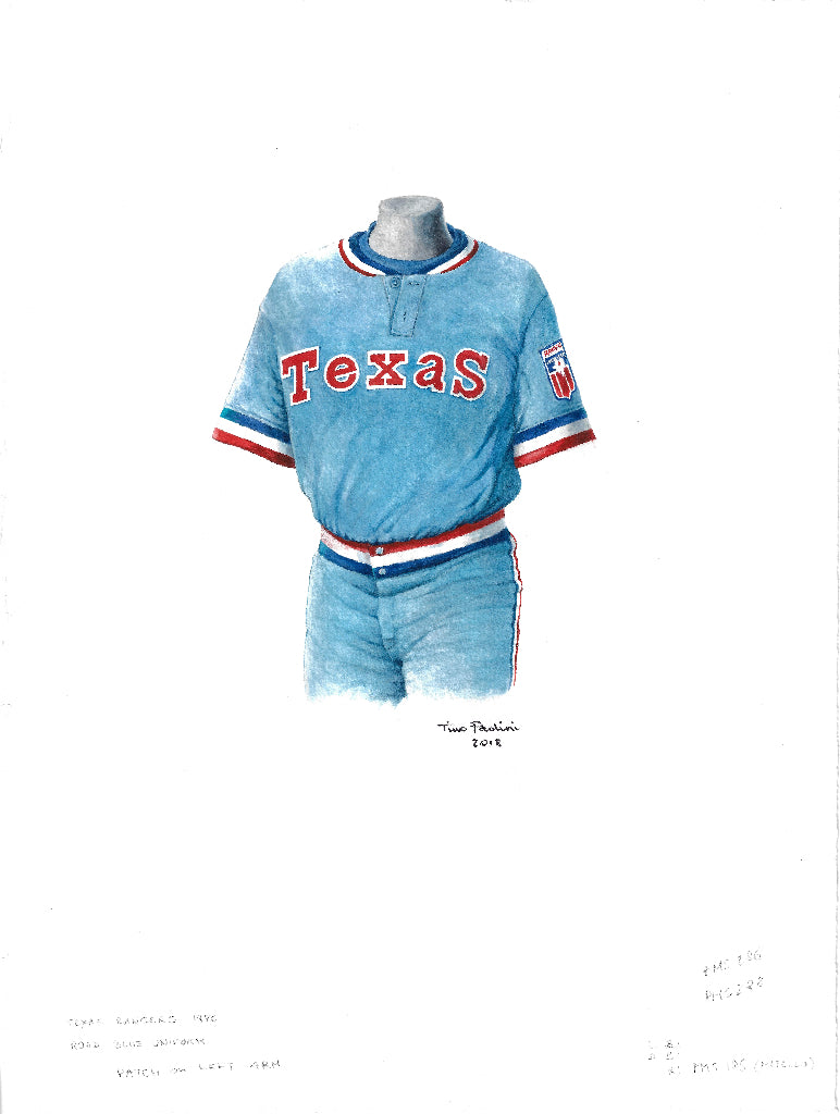 MLB Texas Rangers 1977 uniform original art – Heritage Sports Art