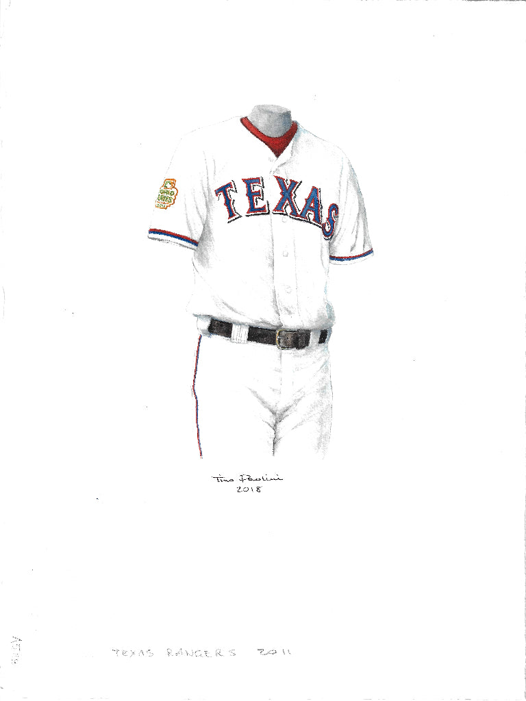 MLB Texas Rangers 2011 uniform original art – Heritage Sports Art