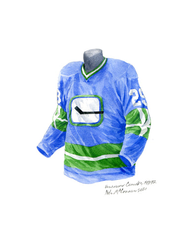 NHL Vancouver Canucks 1970-71 uniform and jersey original art
