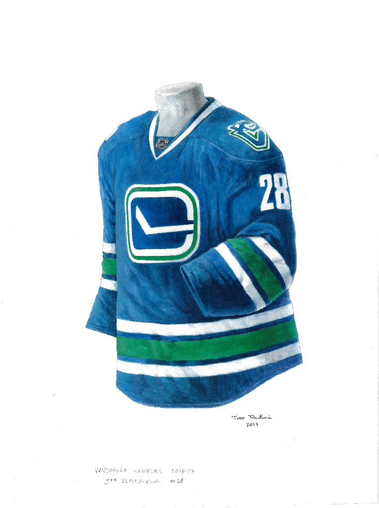 NHL Vancouver Canucks 2001-02 uniform and jersey original art – Heritage  Sports Art
