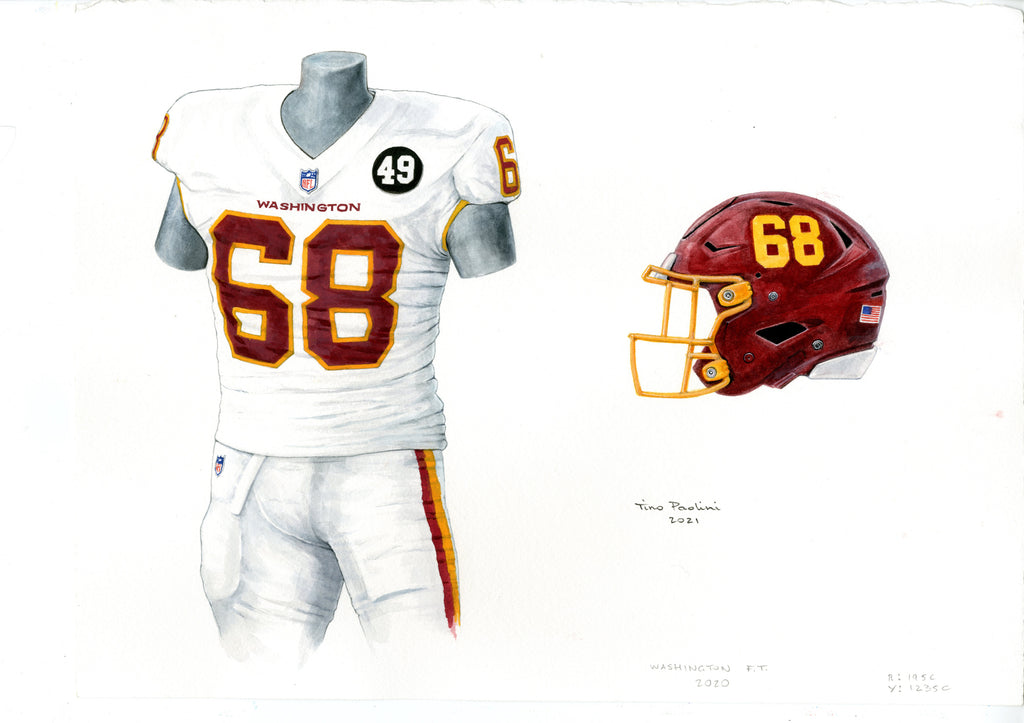 NFL Washington Commanders 2020 uniform original art – Heritage Sports Art